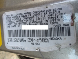 1999 LEXUS GS400 CHAMPAGNE 4.0L AT 2WD Z15011